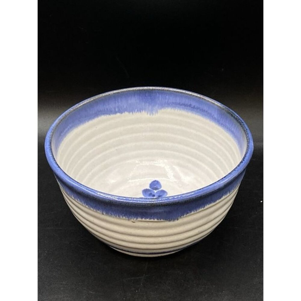 Blueberry Grapes Bowl Sunrise Pottery Vase Handmade and Signed In Texas
